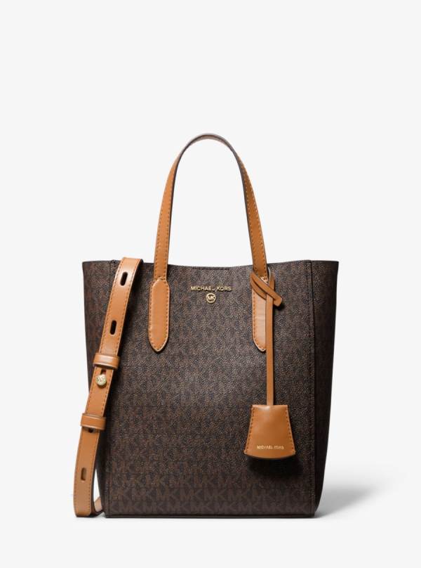 Damske Prenosná Taška Michael Kors Sinclair Small Logo Čokoláda Žlté - Kabelky Michael Kors Sleva | PJBZK-4671